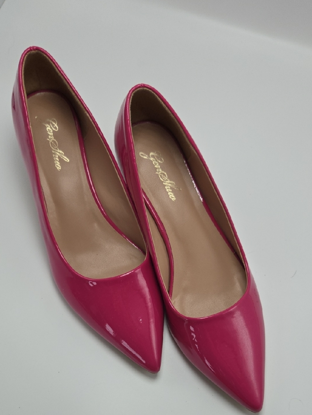 Genshuo Patent Pointed-Toe Flats in Hot Pink